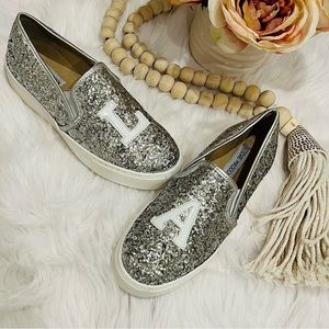 Steve Madden LA glitter platform sneakers Womens size 8.5 EUC